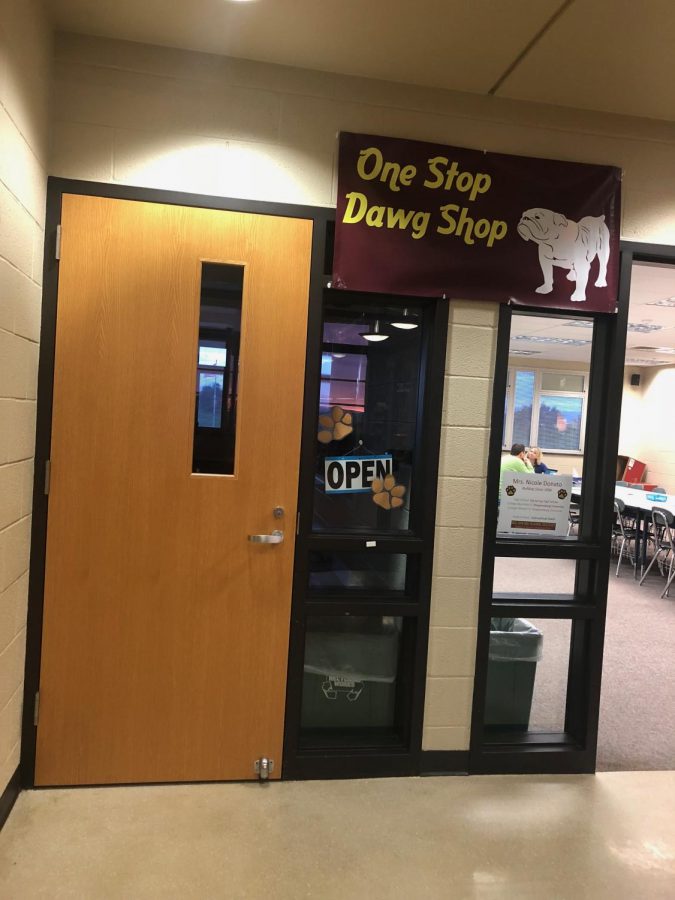 The One Stop Dawg Shop is located right across from the Library on the third floor. You can visit it during A and C flexes.