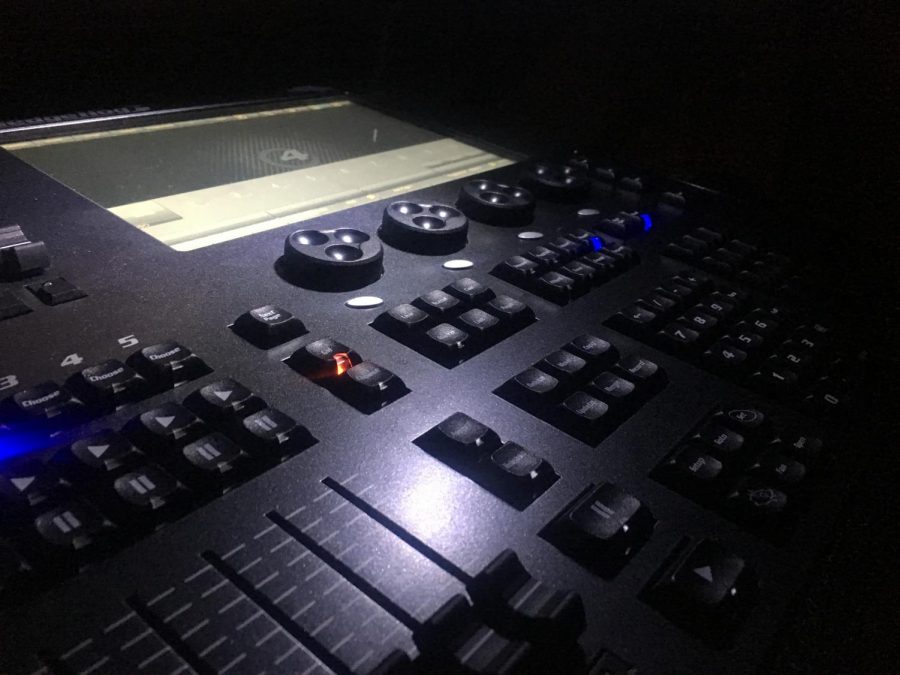 The new lighting system sits in the tech-booth ready to be programmed for the next show. 