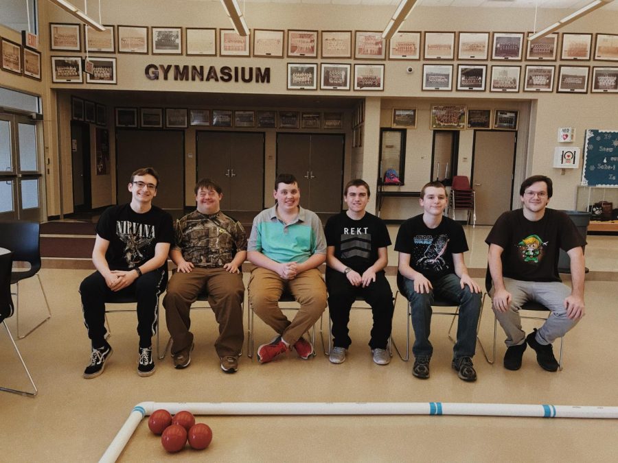 Bocce+Ball+team+takes+a+break+and+poses+for+a+team+picture.+The+team+will+play+at+their+first+official+match+on+Jan.+24.