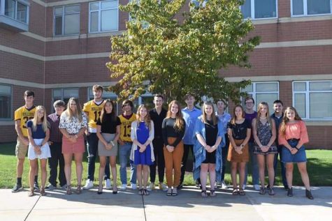 The 2019 Homecoming court poses for a picture right outside of the high school. This years homecoming King and Queen were Gavin Pritchard and Regan Donato.