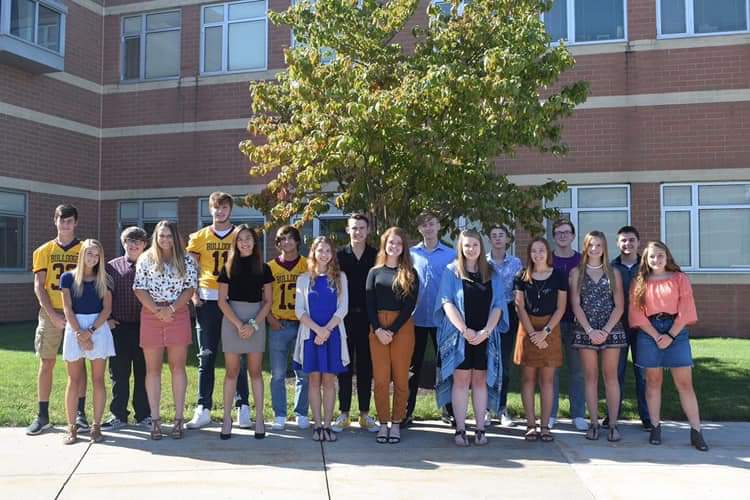 The 2019 Homecoming court poses for a picture right outside of the high school. This years homecoming King and Queen were Gavin Pritchard and Regan Donato.