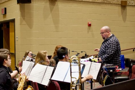 Adam Nobile conducting the pit for Seussical last year. He is the tech director this year. 